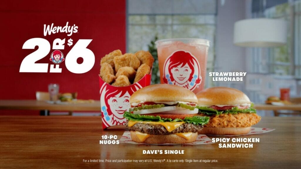Wendys 2 for $6 meal deal