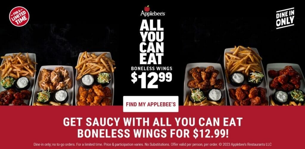 Applebee's Specials ALL YOU CAN EAT